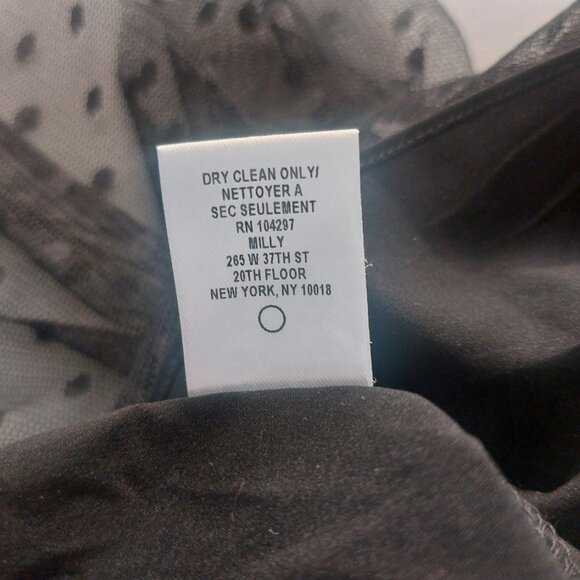 Milly Black Mesh Blouse Small Silk Blend Flutter Sleeve Romantic Date Night EUC - Picture 12 of 14